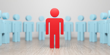 Red team leader person of business people. Unique concept. Choose the best. 3d renderingの写真素材