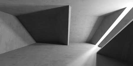 Abstract empty concrete interior. Minimalistic dark room design template. 3d renderingの写真素材