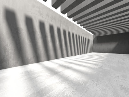 Grungy room with concrete walls. Old stone interior. 3d renderingの写真素材