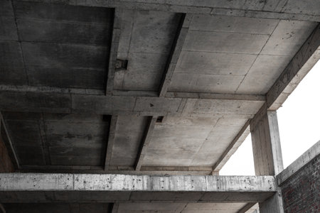 Architecture details. Concrete walls constructionの写真素材