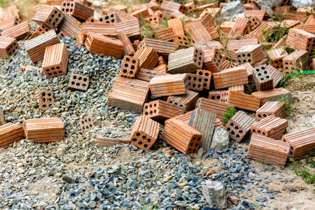 Pile of bricks on the ground