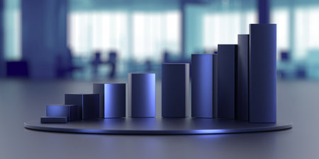 Blue growth graph business chart data diagramの写真素材