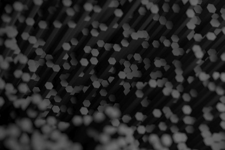 Abstract black carbon texture background hexagon patternの写真素材