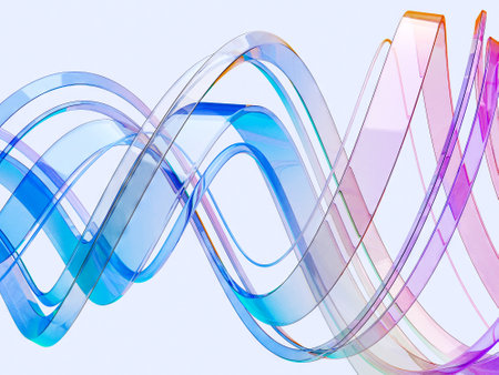 Futuristic iridescent glass shapes. Holographic glass morphism
