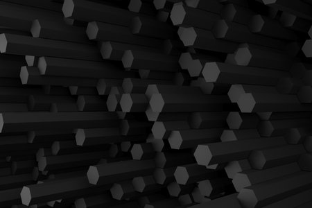 Abstract black carbon texture background hexagon patternの写真素材