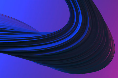 Abstract curved lines on gradient background for modern design aesthetics. 3d render.