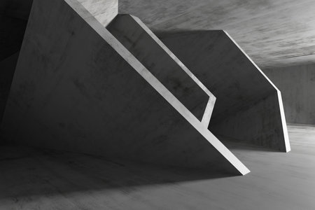 Modern architectural abstract with geometric concrete structures. 3d render.の写真素材