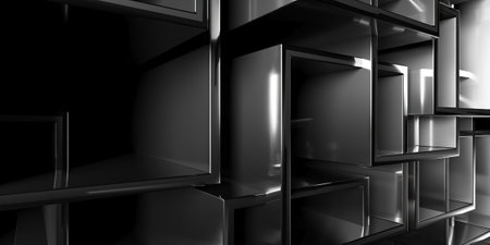 Abstract geometric black and white cubes background for modern design. 3d render.の写真素材