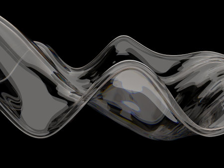 Abstract fluid wave form on black background for modern design and decoration. 3d render.の写真素材