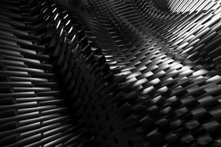 Abstract black and white geometric pattern with textured surface for modern design. 3d render.