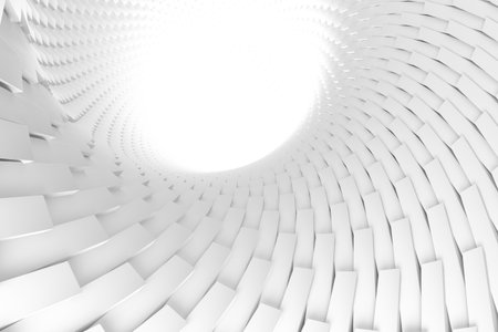 Abstract spiral pattern with white geometric blocks. 3d render.の写真素材