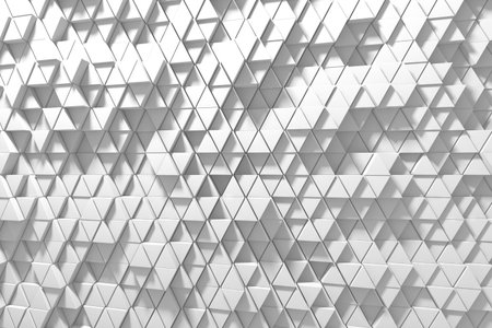 Geometric triangles pattern with white 3d cubes for modern design and background. 3d render.の写真素材
