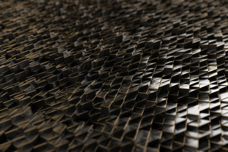 Abstract geometric surface with metallic texture for modern design concepts. 3d render..