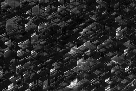 Abstract geometric cubes pattern with metallic texture. 3d render.の写真素材