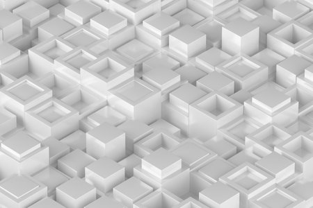 Abstract geometric cube pattern in monochrome design for modern architecture. 3d render.