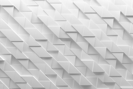 Abstract geometric pattern with white interlocking triangles for contemporary design. 3d render.