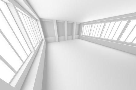 Minimalist modern architecture with bright open windows. 3d render.の写真素材