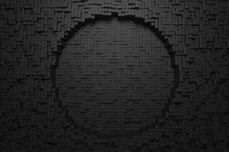 Abstract geometric cube pattern with circular form. 3d render.の写真素材