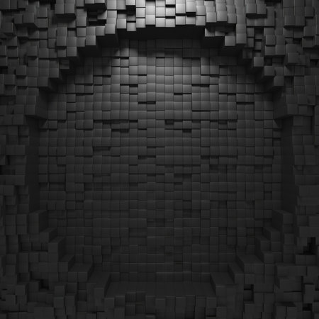 Abstract geometric black cube wall background design for contemporary decor. 3d render..の写真素材