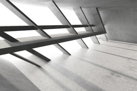 Futuristic concrete architecture with geometric shadows in modern design. 3d render..の写真素材