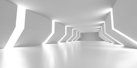 Abstract modern architecture background, empty open space interior. 3D renderingの写真素材