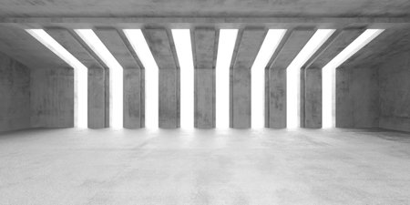 Abstract geometric architecture with light streams. 3d render.の写真素材