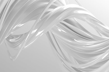 Abstract metallic curves and twists in motion for modern art design. 3d render.の写真素材