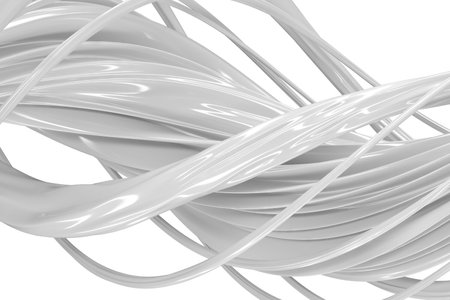 Abstract fluid dynamics sculpture in white. 3d render.