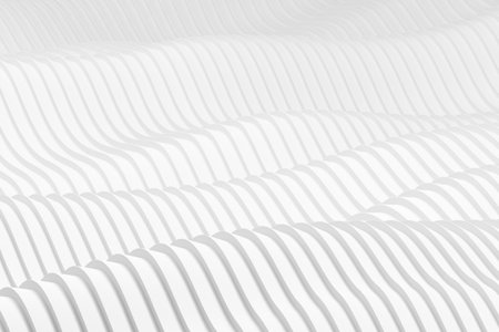 Abstract waves in minimalist white pattern. design for interiors, fashion, wallpaper. 3d render..の写真素材