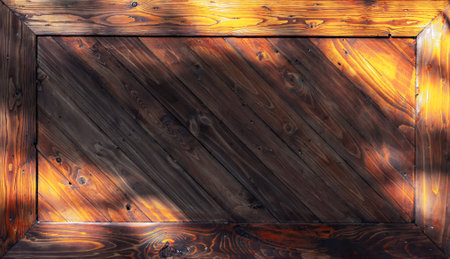 Vintage diagonal wooden panel with sunlit patterns.の写真素材