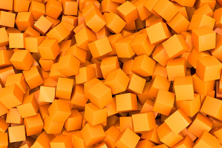 Vibrant orange cubes pattern for modern design and abstract background. 3d render..