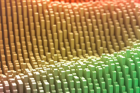 Abstract colorful geometric landscape with gradient pattern. 3d render.の写真素材