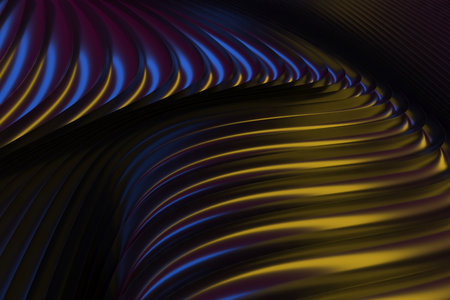 Abstract metallic wave pattern with dynamic light reflections. 3d render..の写真素材