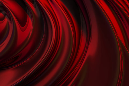 Abstract red swirl pattern with glossy texture for contemporary design. 3d render.の写真素材