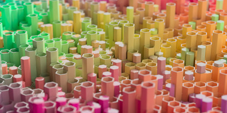 3d render of colorful plastic pipes. Abstract background for your design