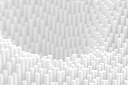 Abstract geometric 3d render of white cubes in a wave pattern.の写真素材