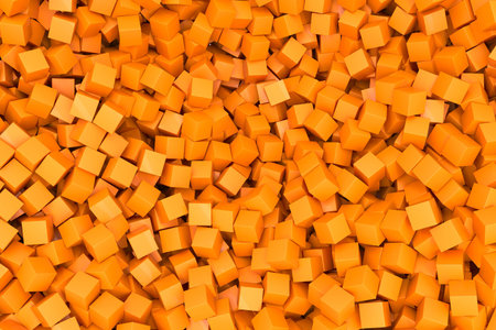 Vibrant abstract composition with orange cubes for modern design. 3d render.の写真素材