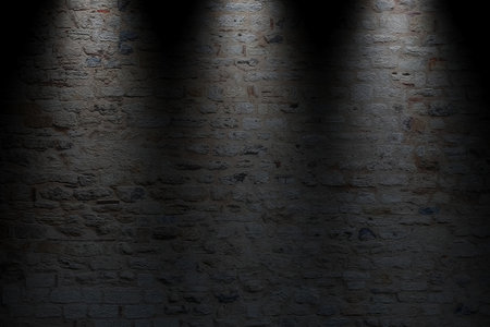Dark brick wall with spotlights. Abstract background. 3d renderingの写真素材