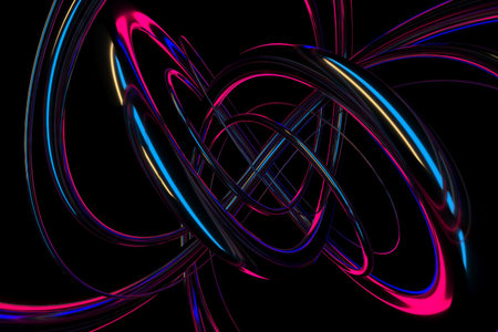 Futuristic neon abstract shapes for modern design concepts. 3d render.の写真素材