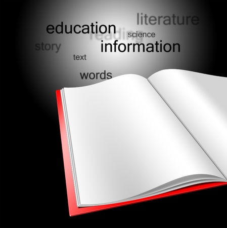 Empty red book on a dark backgroundの写真素材