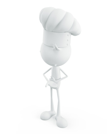 3d illustration of white chef character with welcome poseの写真素材