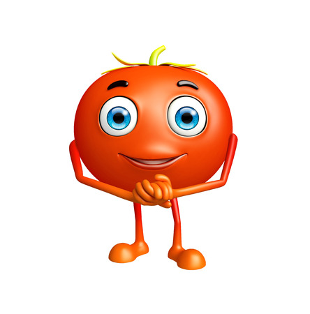 3D Illustration of Tomato character with promise poseの写真素材
