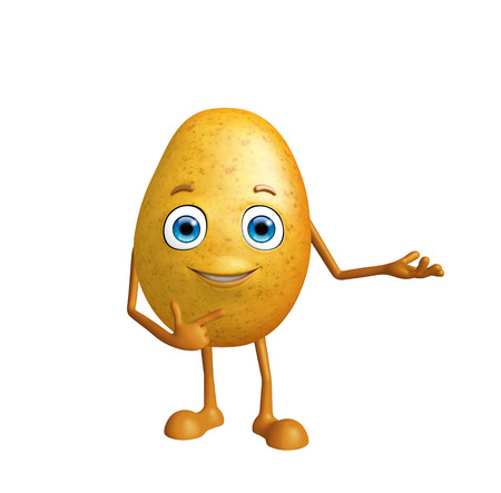 3d Illustration of Potato character with presentation poseの写真素材