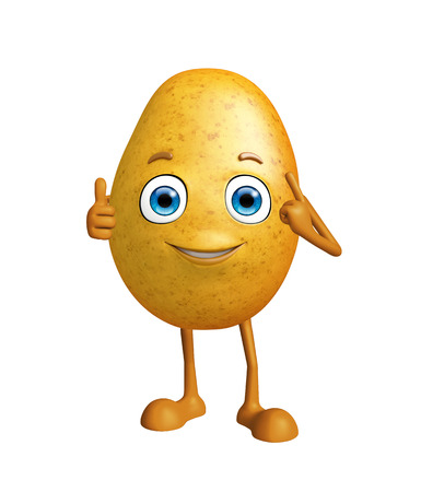 3d Illustration of Potato character with thumbs up poseの写真素材