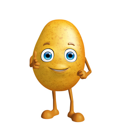 3d Illustration of Potato character with pointing poseの写真素材