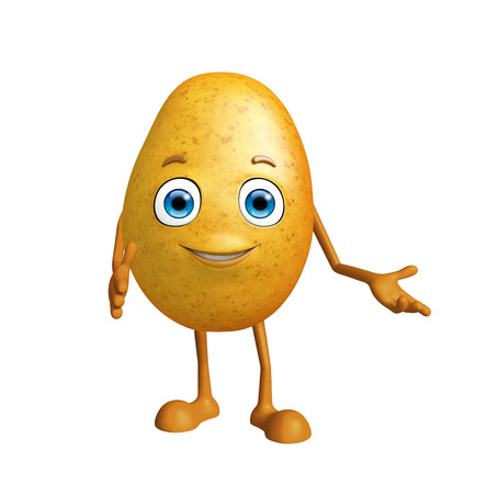 3d Illustration of Potato character with presentation poseの写真素材