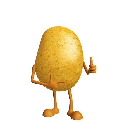 3d Illustration of Potato character with thumbs up poseの写真素材