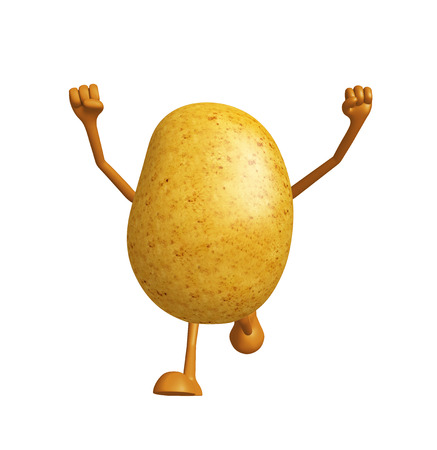 3d Illustration of Potato character with running poseの写真素材