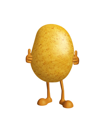 3d Illustration of Potato character with thumbs up poseの写真素材