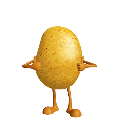 3d Illustration of Potato character with thumbs up poseの写真素材